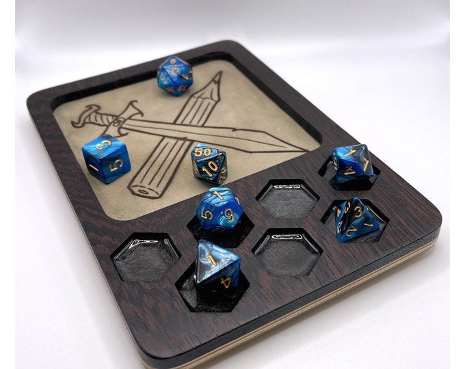 Wenge Hardwood RPG Dice Tray with Leather or Felt Rolling Surface ~ Personalized ~ Custom Engraving