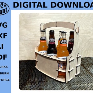 Lasergesneden bierfles Caddy PLANNEN (ALLEEN digitale download) CO2 Laser/Glowforge Project (svg, dxf, ai, pdf)