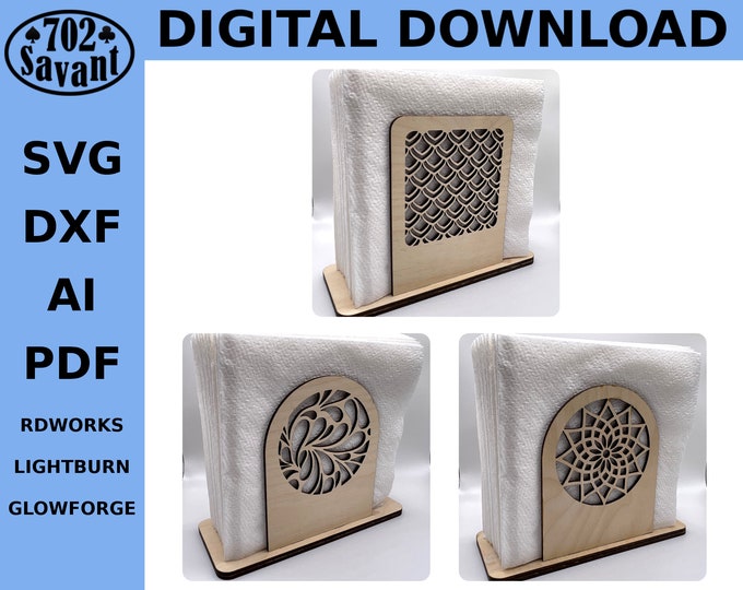 Laser Cut Napkin Holder PLANS (Digital Download ONLY) CO2 Laser/Glowforge Project (svg, dxf, pdf, ai files)