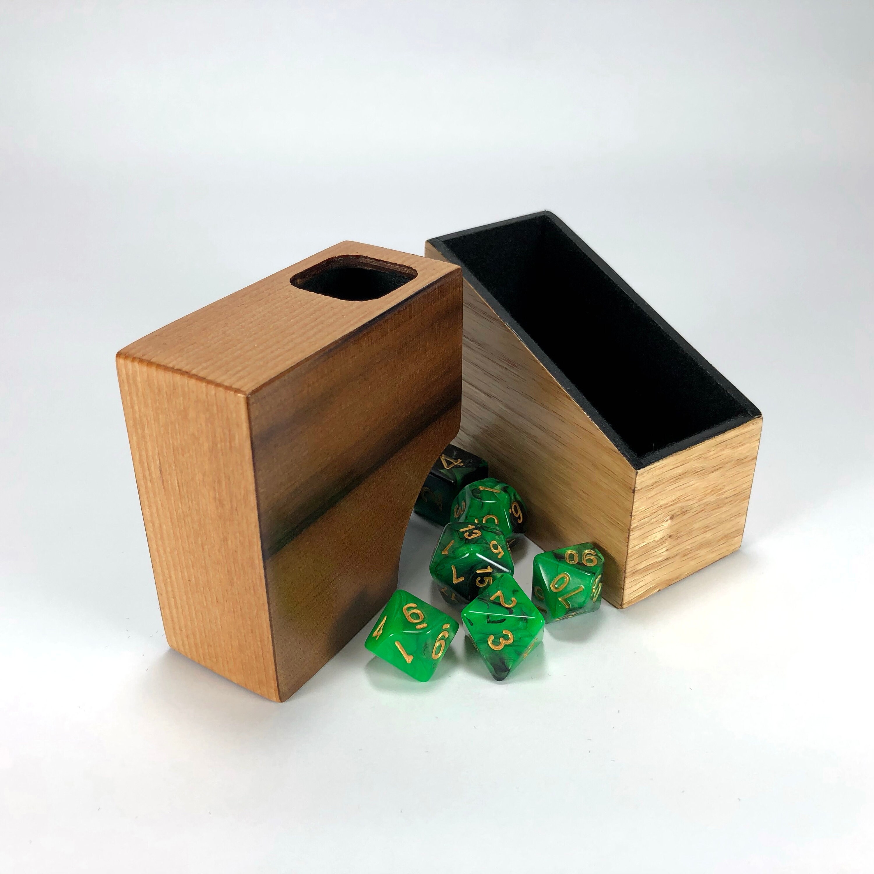 Mini Dice Tower in Fumed Red Gum, Red Cedar and Oak