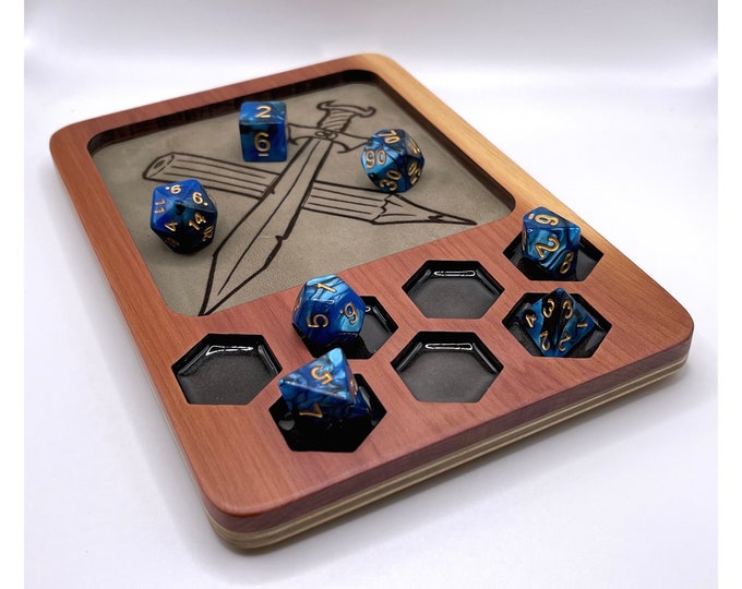 Cedar Hardwood RPG Dice Tray with Leather or Felt Rolling Surface ~ Personalized ~ Custom Engraving