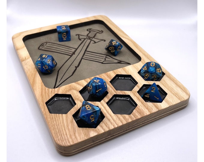 Ash Hardwood RPG Dice Tray with Leather or Felt Rolling Surface ~ Personalized ~ Custom Engraving