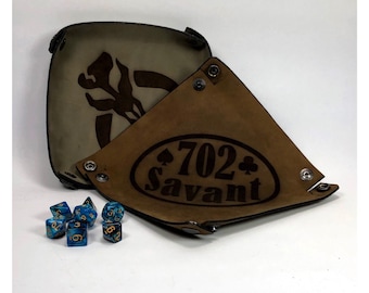 Custom Engraved Collapsible Leather Dice Tray