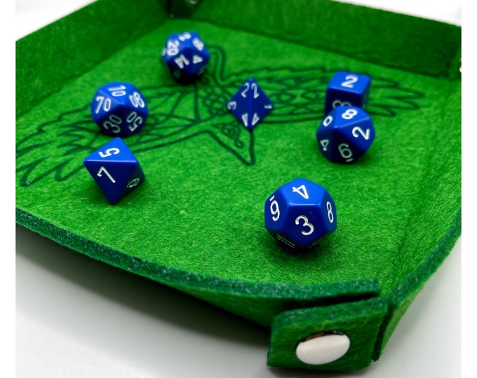 Engraved Felt Dice Tray - Personalized Soft Rolling Tray - Stores Flat