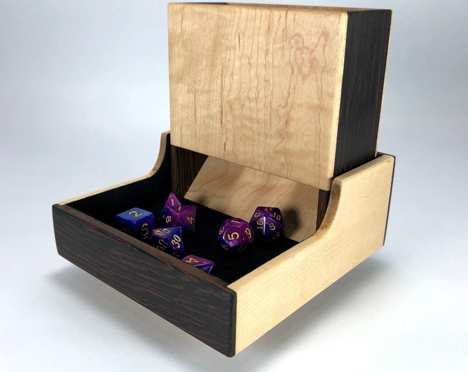 Wenge and Maple Dice Tower and Tray with Dice