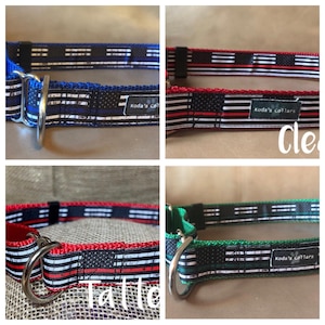 1” Thin Line Collar, Martingale, Quick Release, Combo, Hero, Flag, Red, Blue, Green