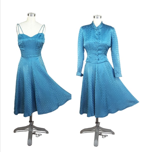 Vintage 1940s Dress S ~ Liquid Satin 40's Dress S… - image 6