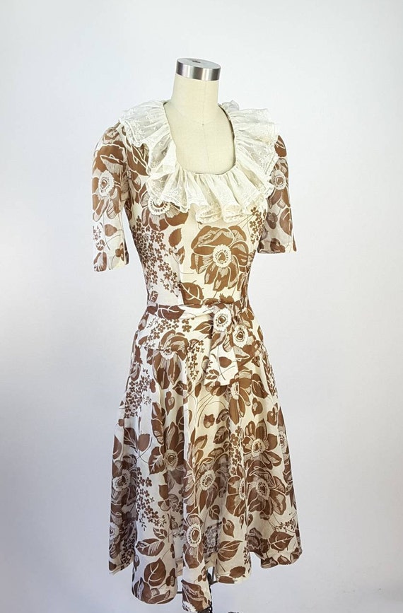 Vintage 1940s Dress S ~ Charming Chocolate Brown … - image 5