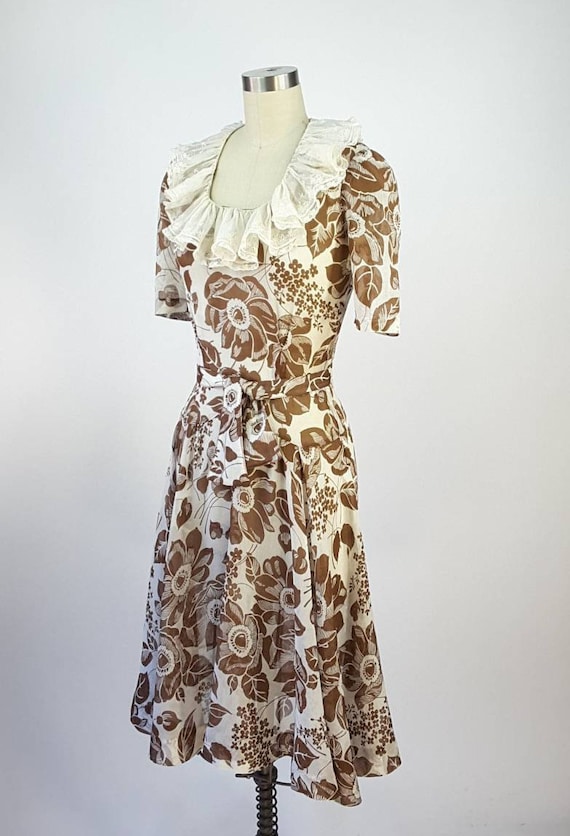 Vintage 1940s Dress S ~ Charming Chocolate Brown … - image 7