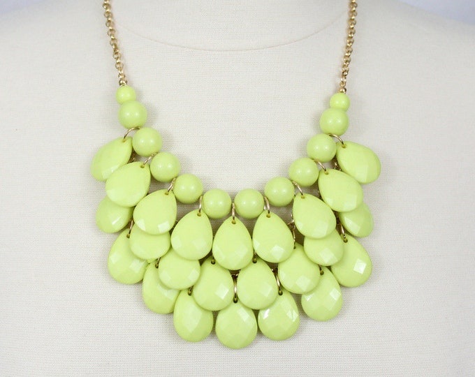 Statement Necklace Teardrop Necklace Multi Layered Necklace Chunky Necklace Lime