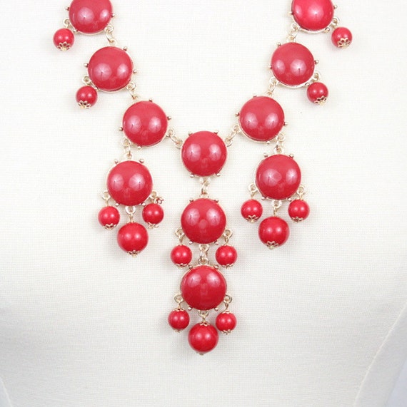Red Bubble Necklace Bib Necklace Mini Version Etsy