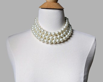 Gargantilla de perlas gruesas: collar de novia con pendientes a juego