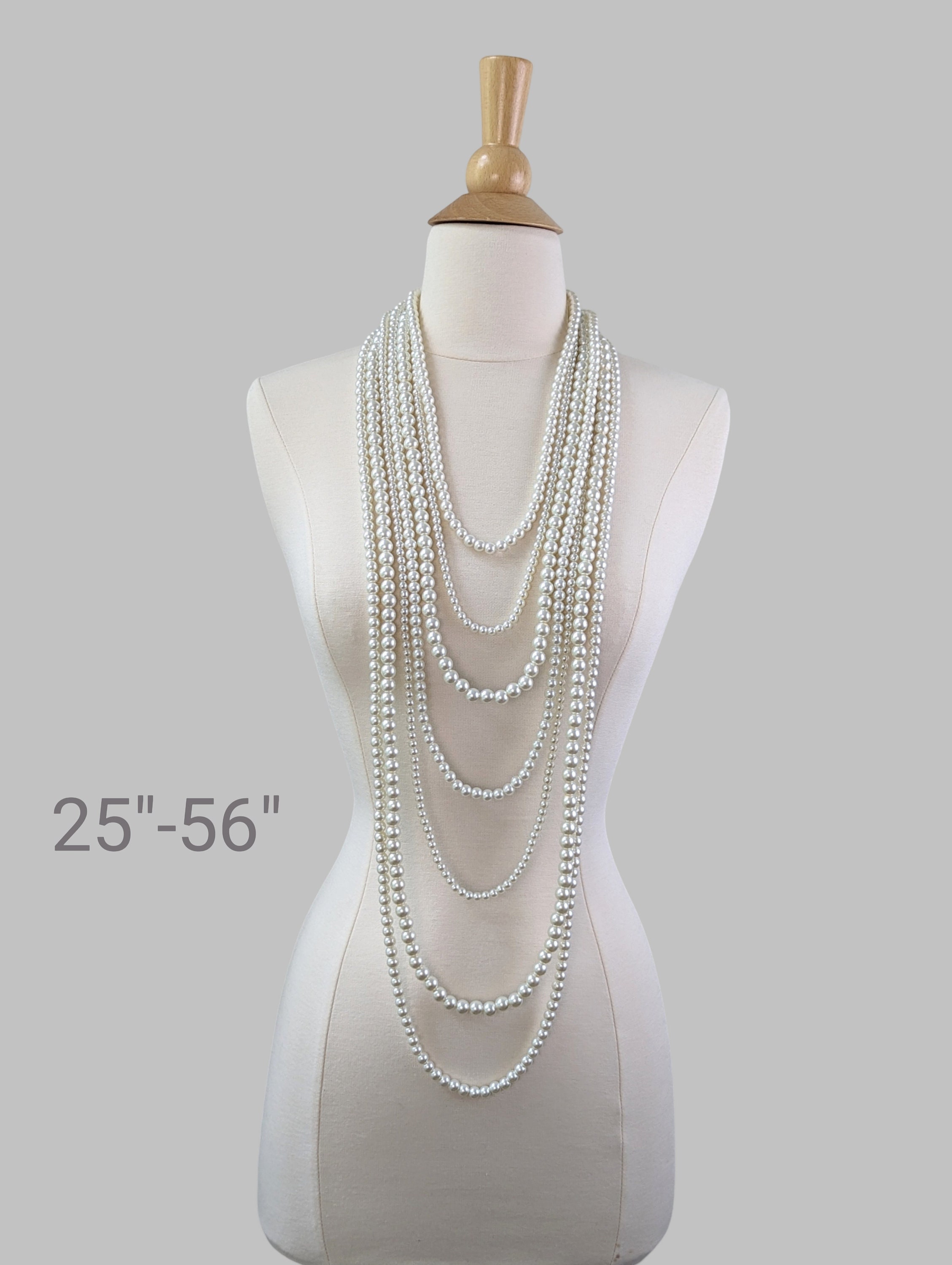 Long Pearl Statement Necklace Multi Strands - Etsy Canada