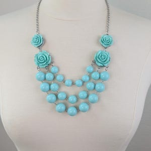 Mint Grün Rose Halskette Türkis Rosette Schmuck Floral Halskette Grüne Halskette Geschenk für Mädchen Teen Freundin Frau