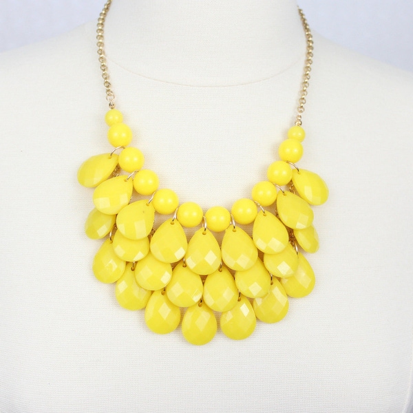 Yellow and Black Copper Bib Necklace