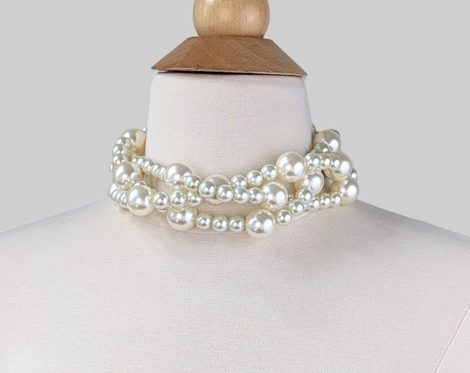 Pearl choker necklace big twisted pearl necklace bridal jewelry chunky pearl necklace gift for her wedding jewelry large pearl necklace