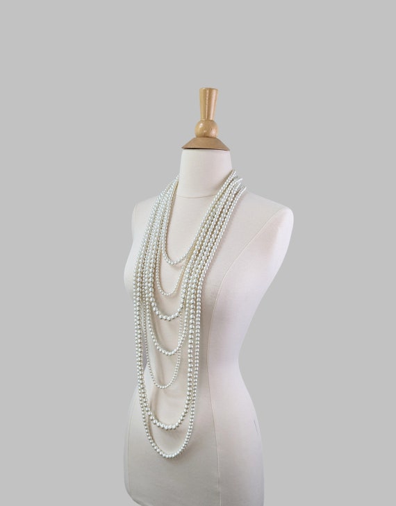 Long Pearl Statement Necklace Multi Strands - Etsy Canada