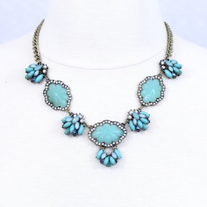 Blue Necklace Flower Necklace Gift for Women Mother&#39;s day gift Birthday gift for teens Valentine&#39;s Day gift Prom Jewelry Graduation gift