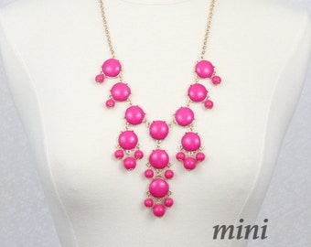 Bubble Necklace Fuchsia Bib Necklace Hot Pink Mini Version