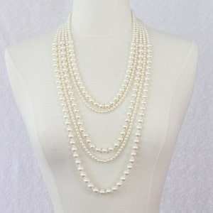 Multi Strand Pearl Statement Necklace: Ivory White Chunky Necklace