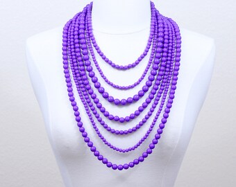 Multiway Magnetic Beaded Gemstone Necklace · Mexicali Blues Lavender Magnetic Collar Multi Chain Strand Faceted Beaded Necklace Layered display picture 1