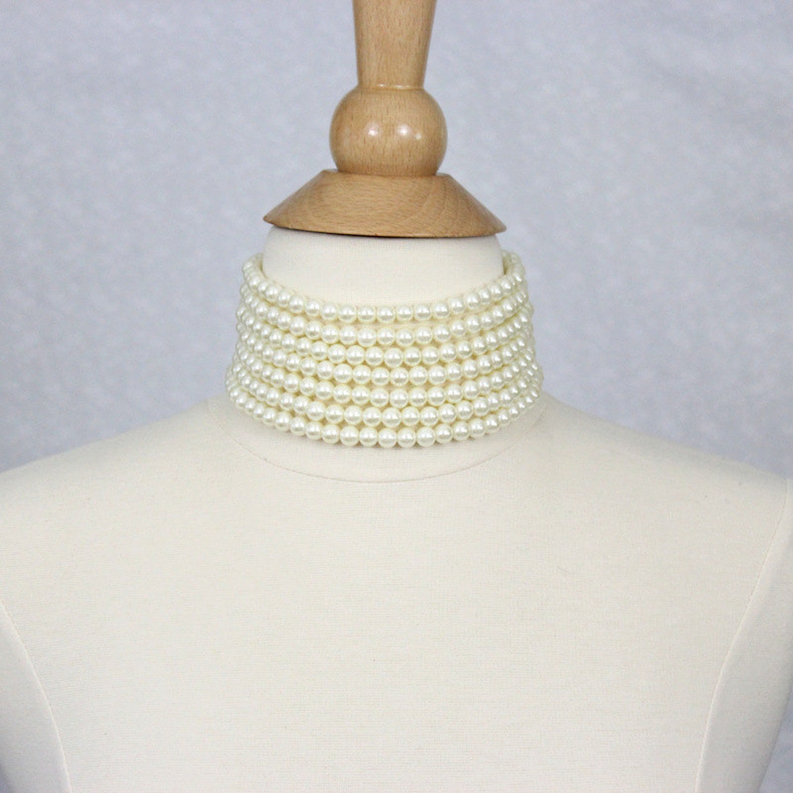 Layered Pearl Choker Ivory White Chunky Pearl Choker Seven - Etsy