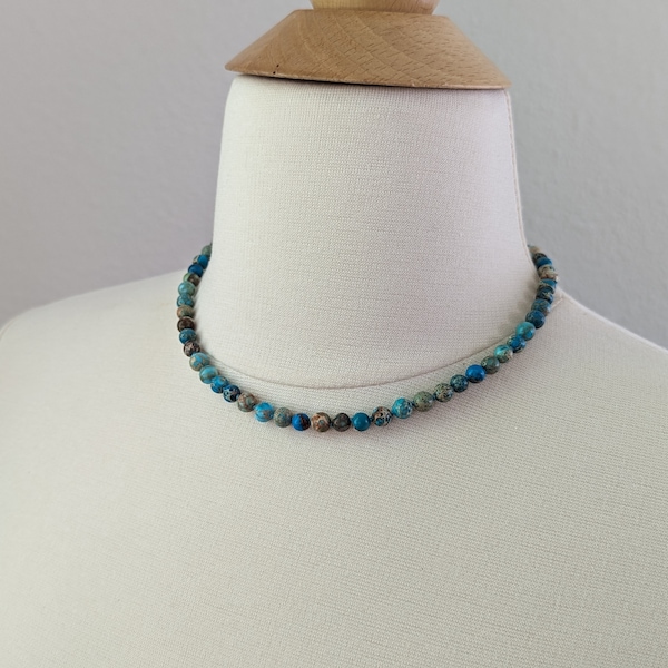 Dainty Blue Stone Necklace Small Turquoise Stone Necklace Teal Choker Collar Necklace Gift for her