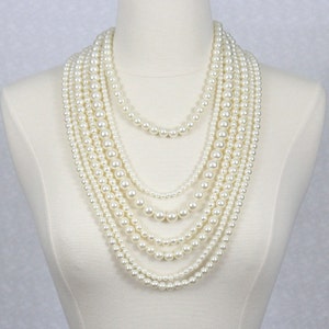 Multi Strand Pearl Necklace Statement Necklace Multi Layered Beaded Necklace Seven Strand Beads Necklace