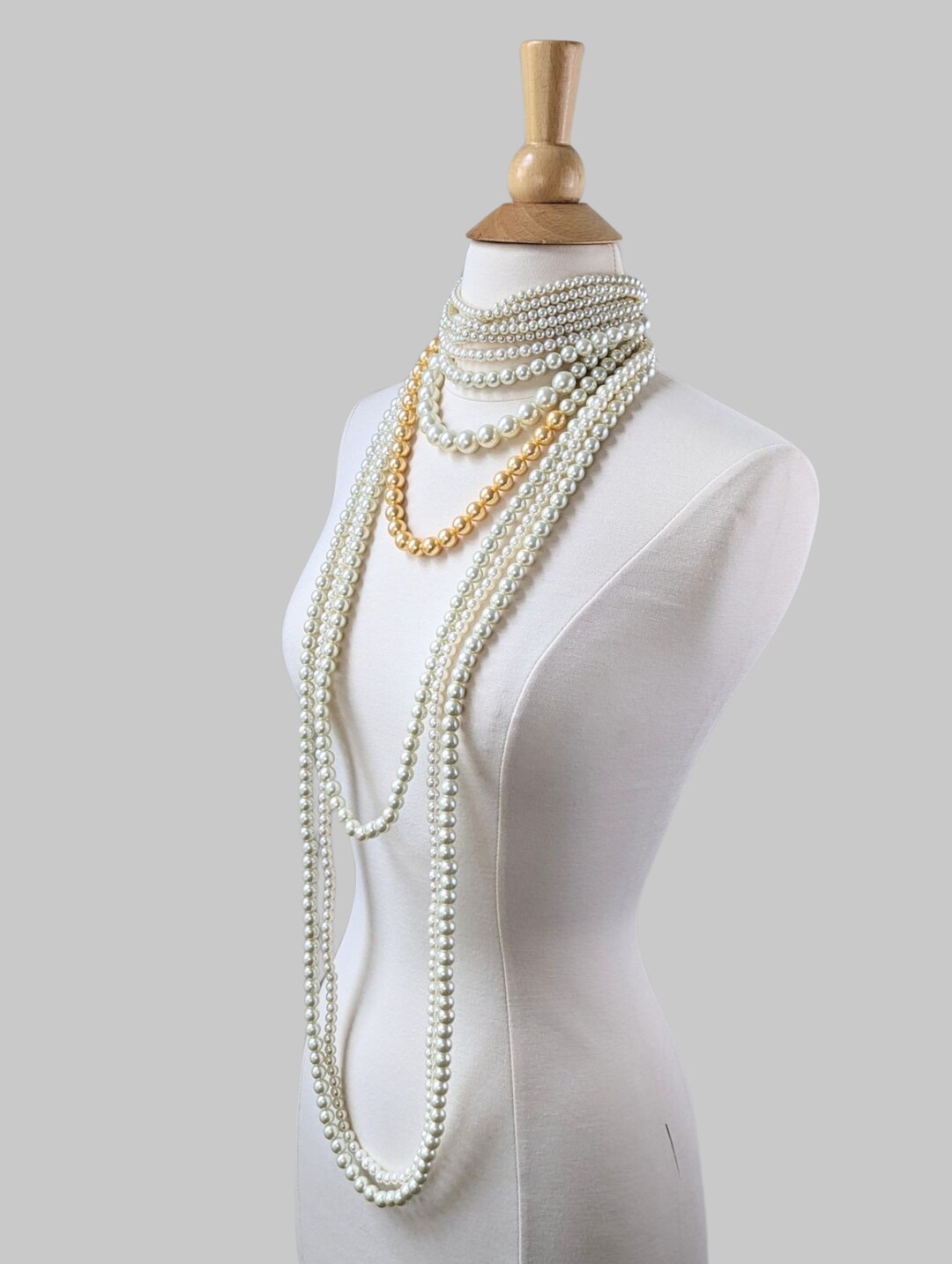 Long Pearl Necklace With Choker Chunky Pearl Statement