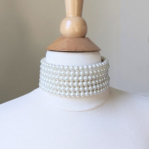 Multi Strand Pearl Choker Bridal Jewelry White Pearl Necklace Gift for Women Prom Jewelry Ivory Pearl Necklace Evening Dress Necklace