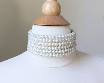 Gargantilla de perlas de múltiples hilos: joyería nupcial, collar de graduación