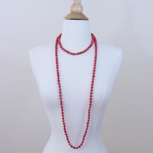 Red turquoise long necklace, genuine stone necklace, genuine turquoise beaded necklace, red necklace, statement necklace