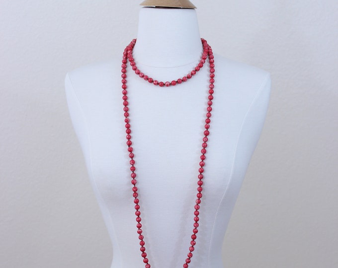 Red turquoise long necklace, genuine stone necklace, genuine turquoise beaded necklace, red necklace, statement necklace