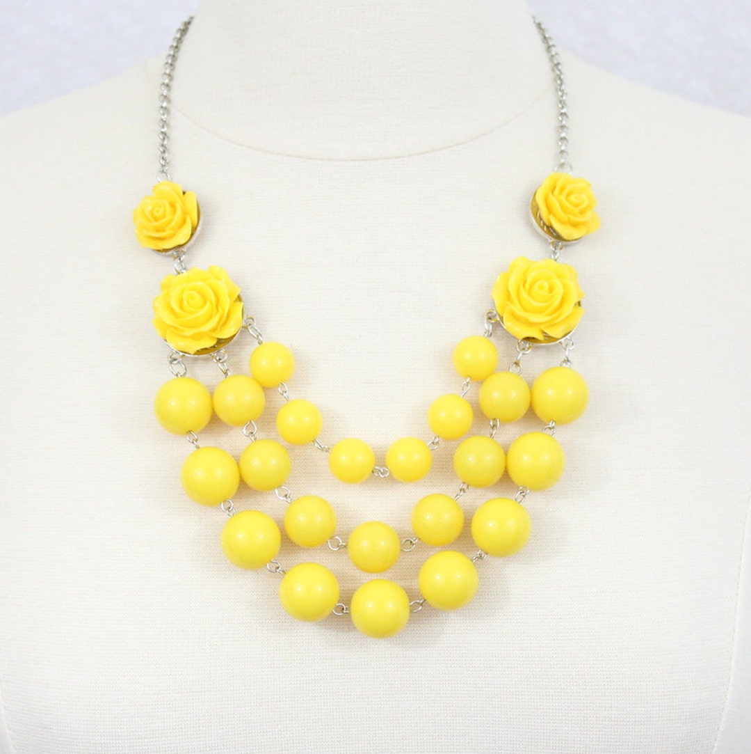 Multi Strand Rose Bubble Necklace Statement Necklace Bib Necklace ...