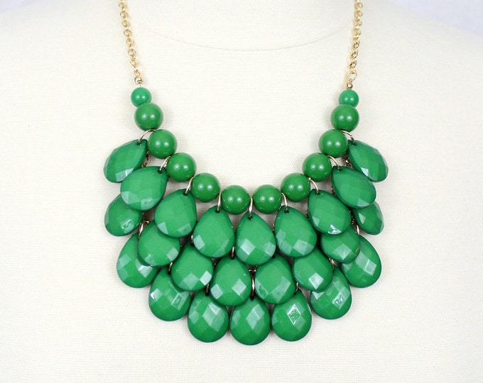 Statement Necklace Green Teardrop Necklace Multi Layered Necklace Chunky Necklace Set