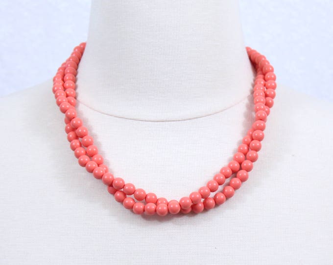 Coral Necklace, Braided Beaded Necklace, Orange Chunky Statement Necklace, Twisted Beads Necklace, Brides Maids Necklaces, Wedding Jewelry