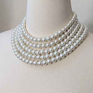 Pearl necklace choker white pearl necklace wide pearl choker bridal jewelry bridesmaids gift for her Valentine's Day gift prom necklace