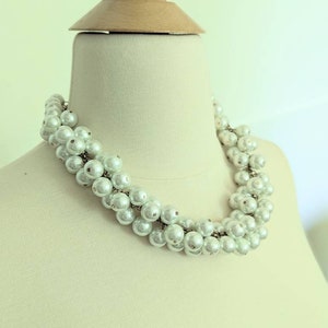 Pearl necklace cluster pearl statement necklace chunky pearl necklace white pearl necklace bridal jewelry gift for her