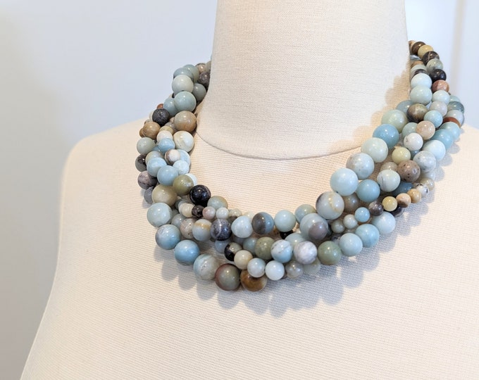 Blue stone necklace chunky statement necklace for wedding birthday gift for her prom jewelry brides maids mothers day valentines day gift