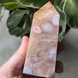 Pastel Pink Flower Agate in Quartz with Druzy Tower |Polished | Crystals | Minerals | Crystal Altar | Metaphysical Properties | Sacred Rocks