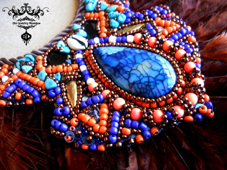 Africa Tribe Native Ethnic Etro Bead Embroidery Necklace Boho - Etsy