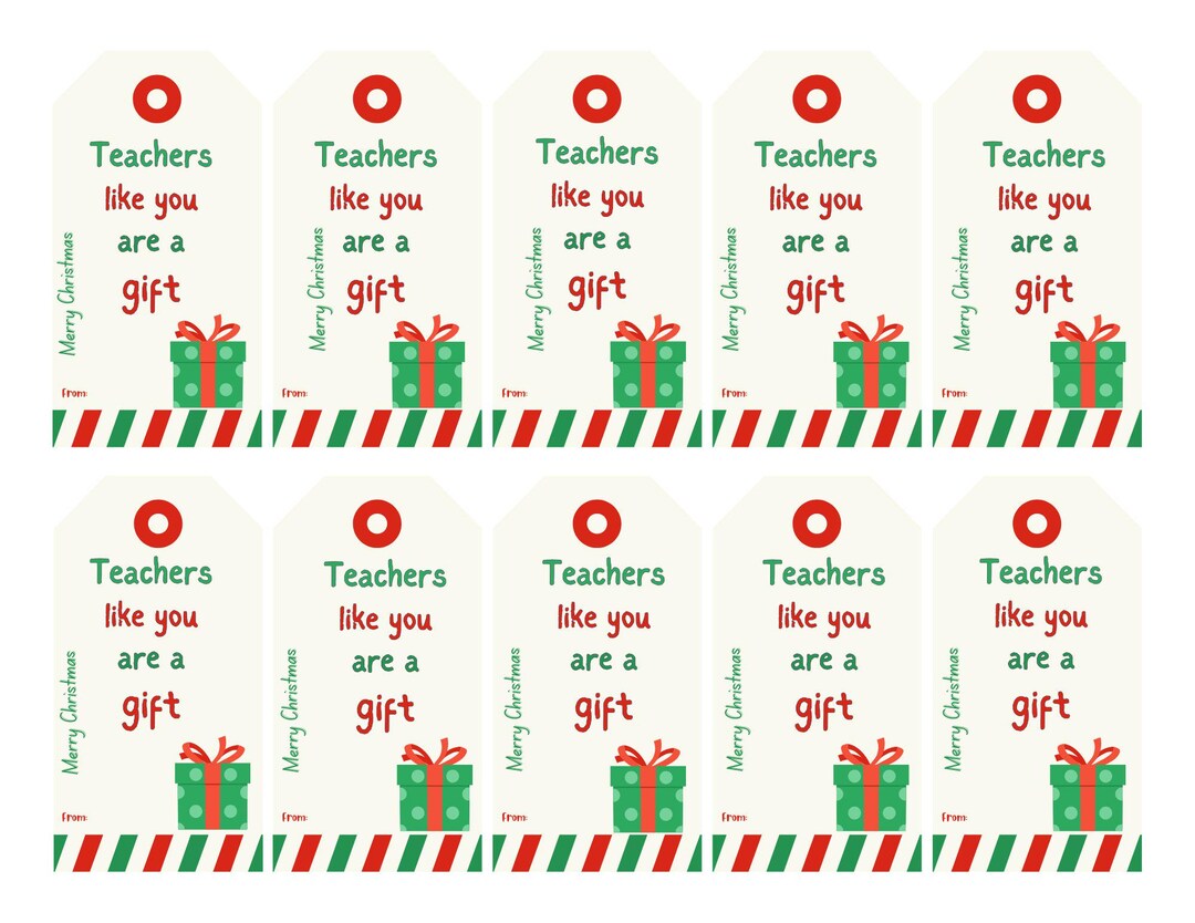 Christmas Teacher Appreciation Gift Tag - Etsy