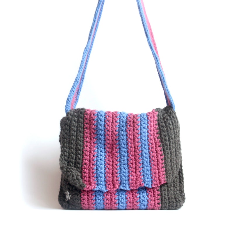 Striped Bag Crossbody Bag Purple and Blue Bag Medium Size Bag Grey Cross Body Bag Gift Under 100 Striped Messenger Bag Grey