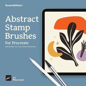Abstract Procreate Stamp Brush set with 100 Graphic Design Elements