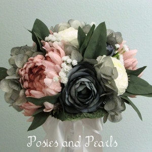 Bouquet Da Sposa Bianco Rose Peonie Ranunculus Ortensia Etsy