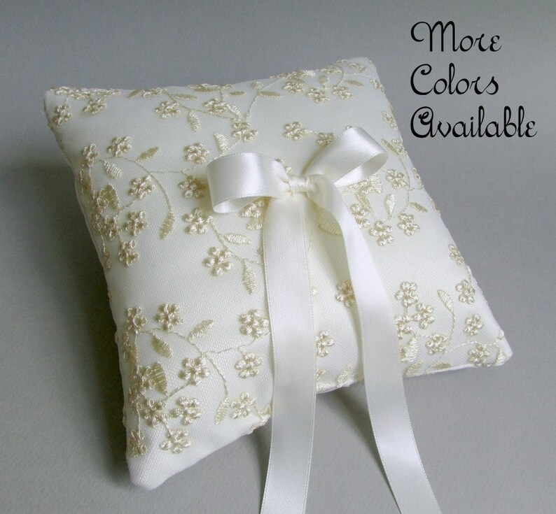 Ivory Floral Lace Ring Bearer Pillow Choice of Satin Color Etsy