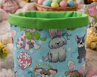 Dog & Bunny Print Easter Egg Hunt Basket