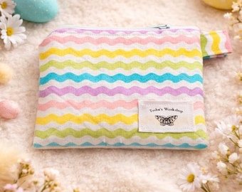 Pastel Rainbow Quilted Keychain Wallet