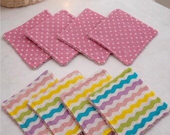 Colorful Pink Reusable Makeup Remover Pads Set of 8