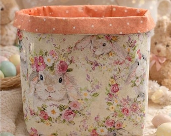 Floral Bunny Fabric Storage Basket